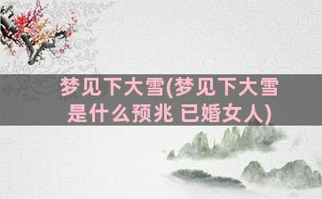 梦见下大雪(梦见下大雪是什么预兆 已婚女人)